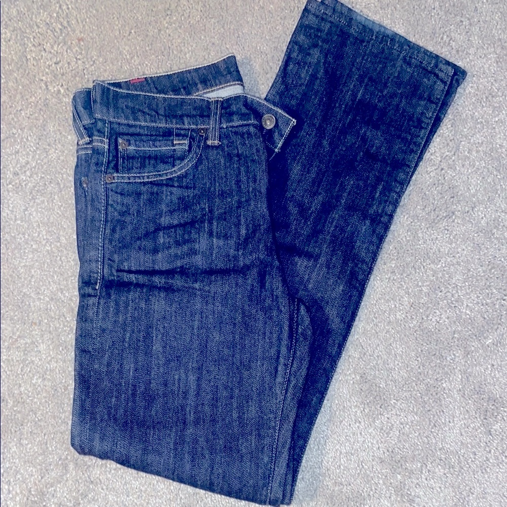 7 For All Mankind Women's Straight Leg Jeans - Dark Blue